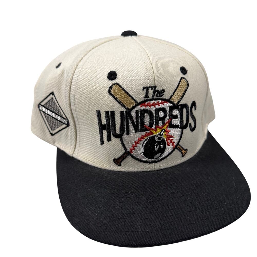 The Hundreds Adam Bomb Snapback Hat Baseball Logo Streetwear Black White